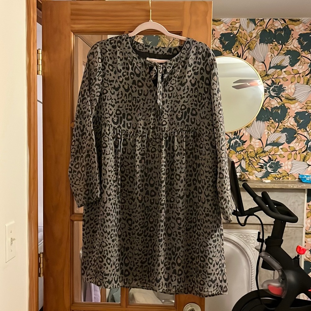 Loft cheetah print babydoll dress
